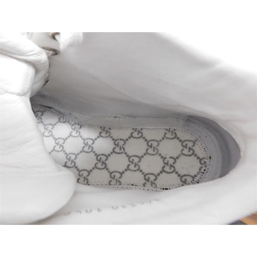 Gucci Hi-Top Lace-up Black White Sneaker with Embossed G Script 245310 sz‎ 10.5